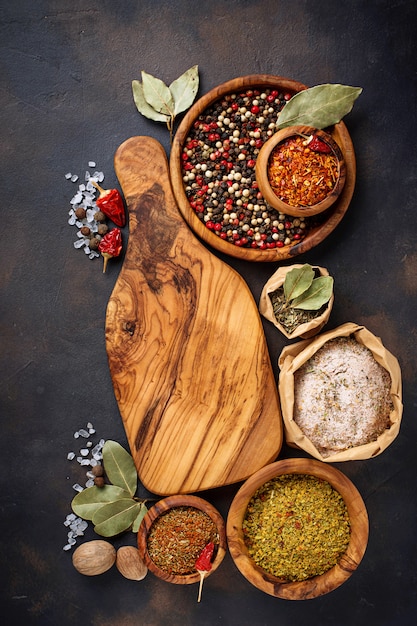 Various type of herbs and spices