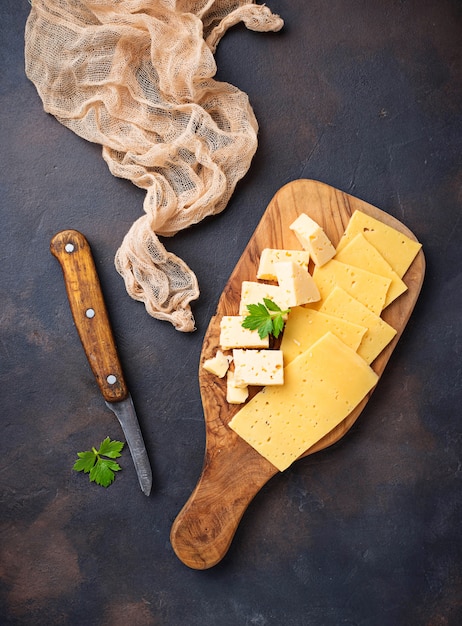 Various type of sliced cheese