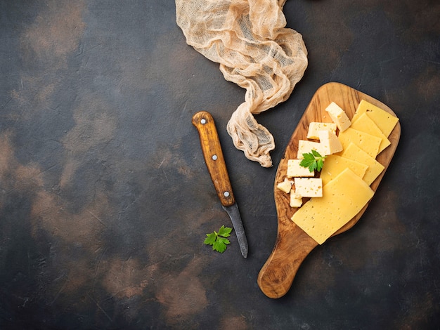 Various type of sliced cheese