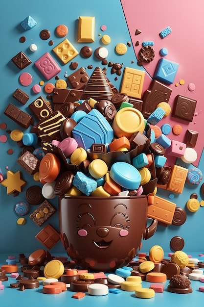 다양한 종류의 3D 초콜릿
