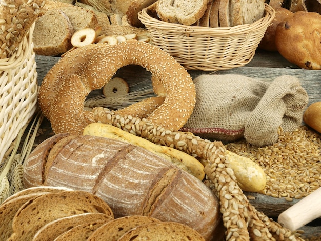 Various types of bread