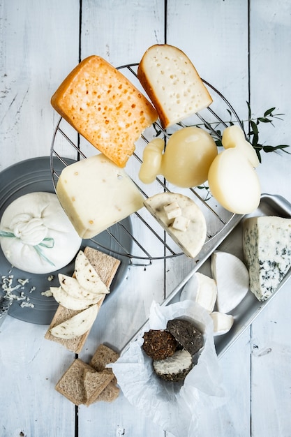 Various types of cheese on a plate