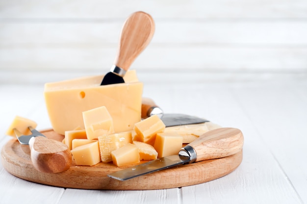 Various types of cheese on a plate