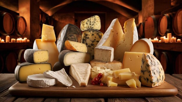 Photo various types of cheese