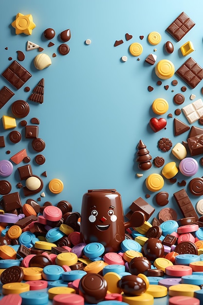 Various types of chocolate Background with copy space AI Generate