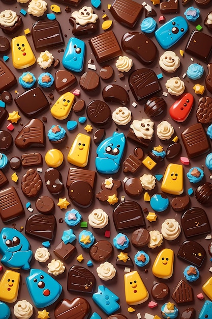 Various types of chocolate Background with copy space AI Generate
