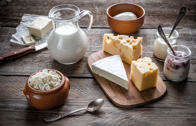 Various types of dairy products