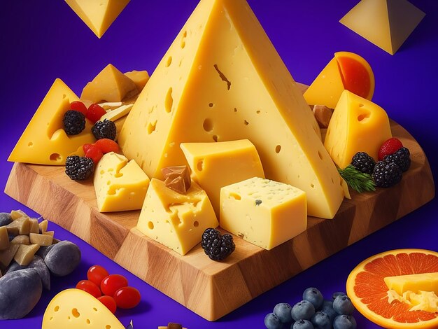 Various types of delicious cheese platter ai image