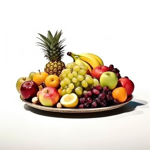 Various types of fruit on a white background Generative AI