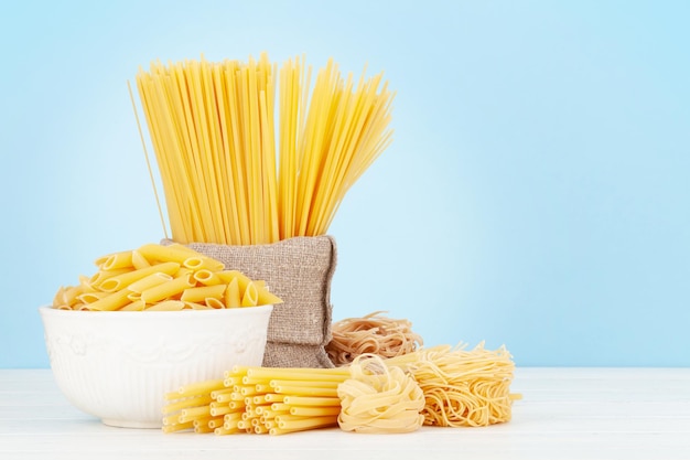 Various types of Italian pasta