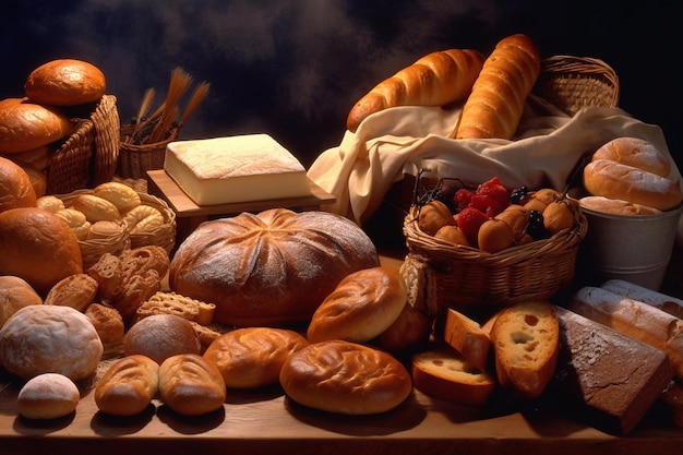 Фото Различные виды хлебобулочных изделий домашняя выпечка пекарня