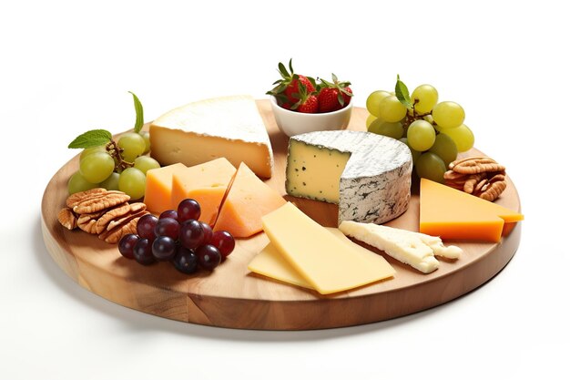 写真 白い背景の様々な種類のチーズ
