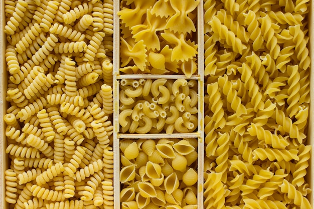 Various types of pasta closeup