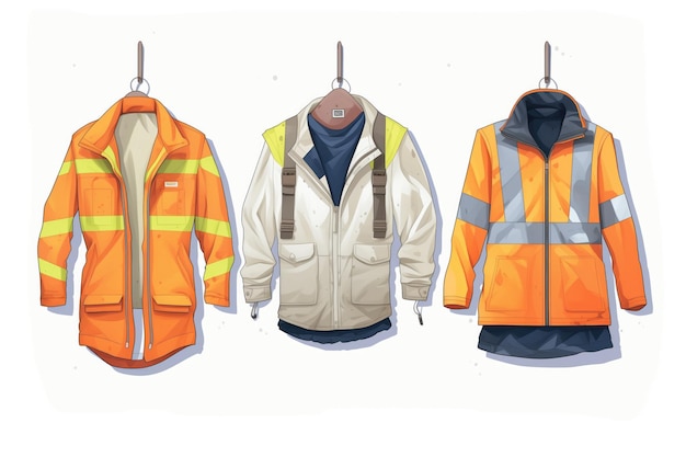 Photo various types of reflective safety jackets