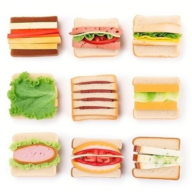 Photo various types of sandwiches