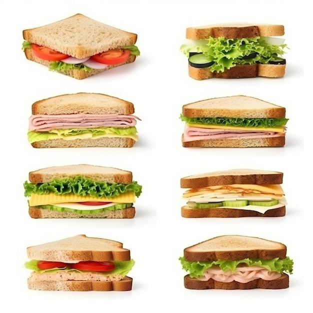 Photo various types of sandwiches