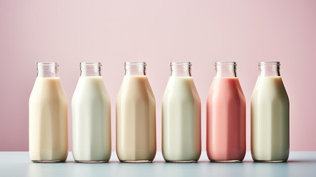 Photo various types of vegan milk