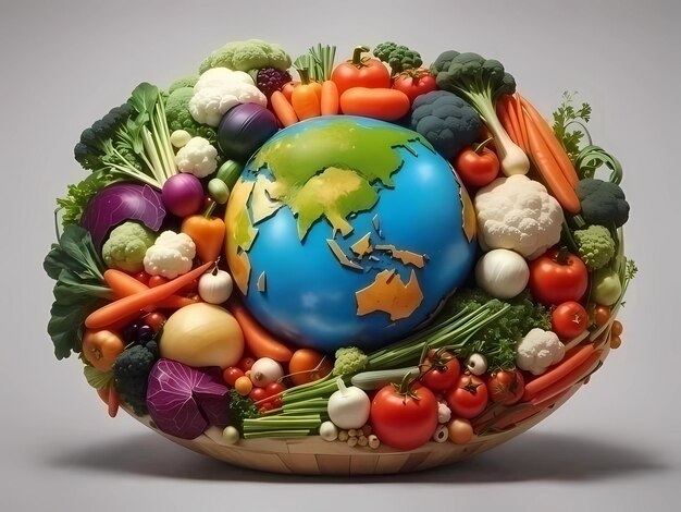 Photo various types of vegetables from around the world glob in a basket