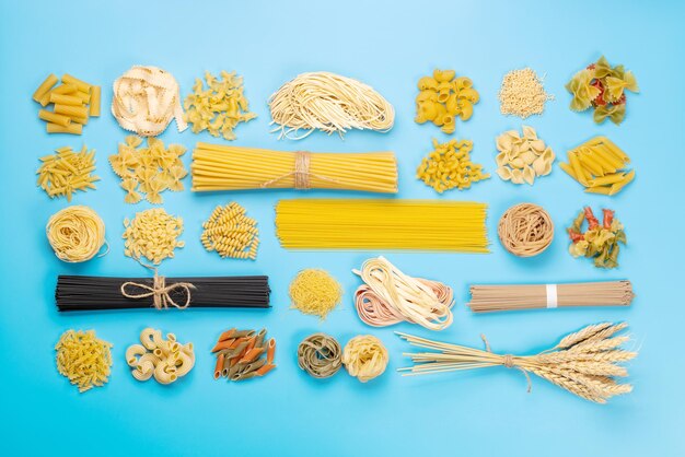 Various uncooked pasta