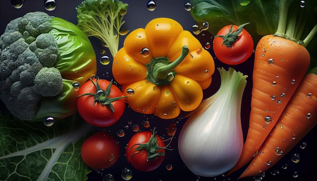 Various vegetables top view background Al generated