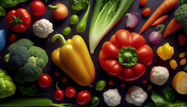 Various vegetables top view background Al generated