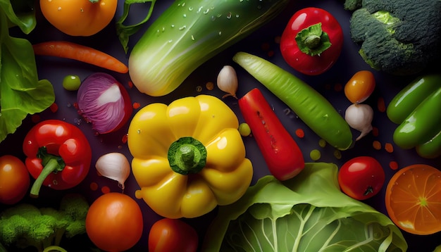 Various vegetables top view background Al generated