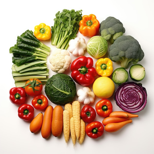 Various vegetables on white background