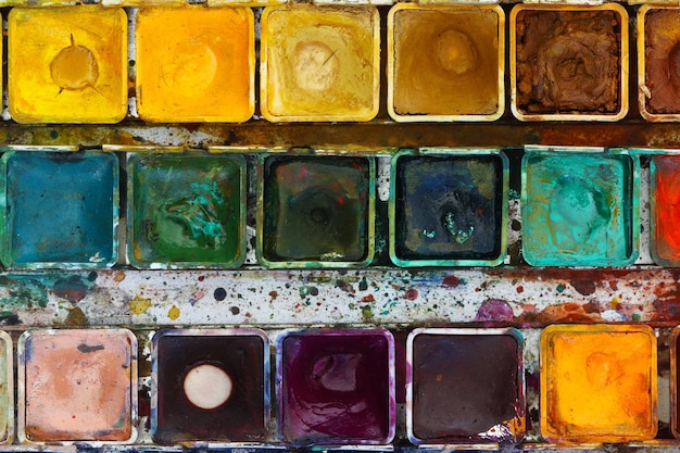 Various watercolor pigments in the colorsaucer