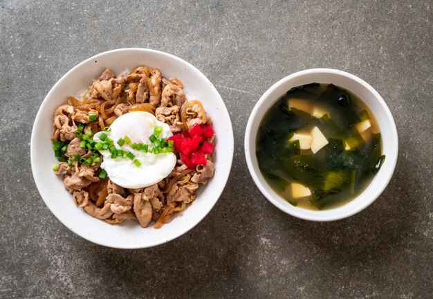 varkensvlees rijstkom met ei (Donburi) - Japans eten