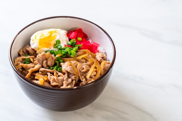 varkensvlees rijstkom met ei (Donburi) - Japans eten