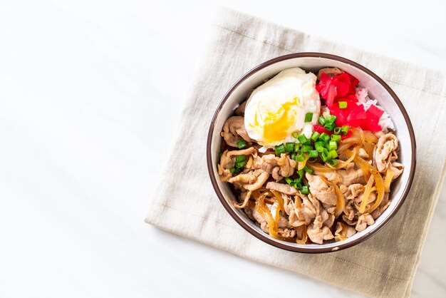 varkensvlees rijstkom met ei (Donburi) - Japans eten