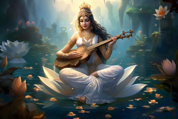 Photo vasant panchami saraswati goddess