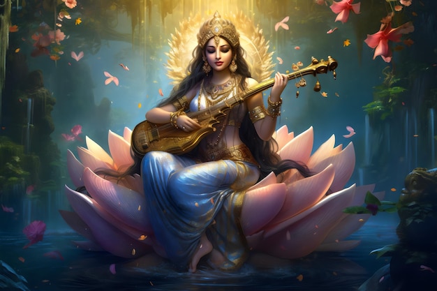 Photo vasant panchami saraswati goddess