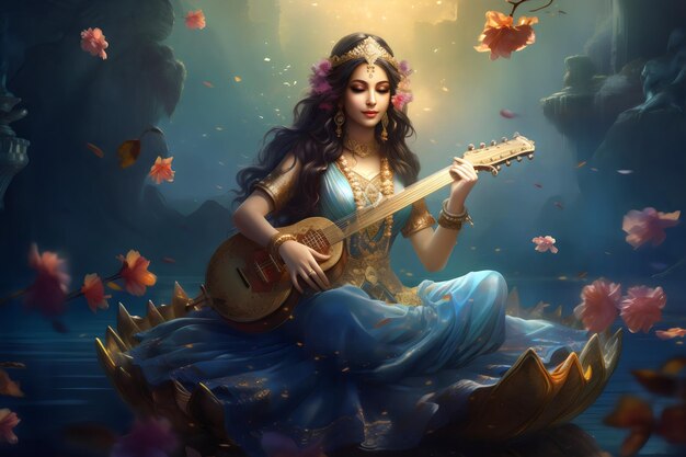 Photo vasant panchami saraswati goddess