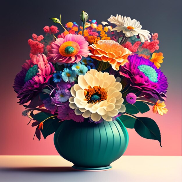 A vase of colorful flowers