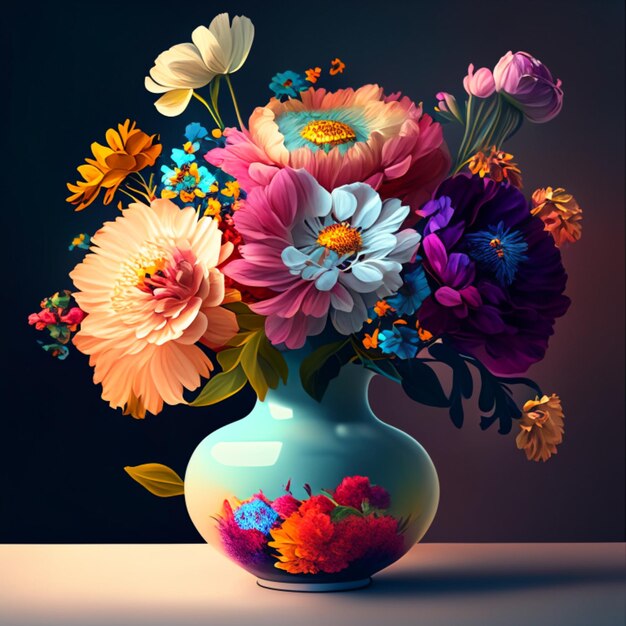 A vase of colorful flowers