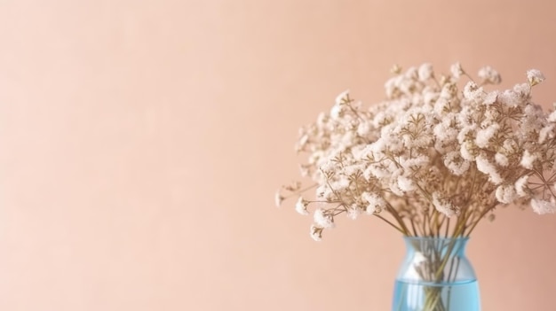 テーブルの上に置かれたドライフラワーの花瓶