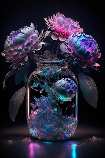 Vase filled with flowers sitting on top of a table generative ai