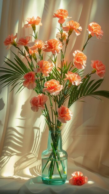 Vase Filled With Pink and Orange Flowers