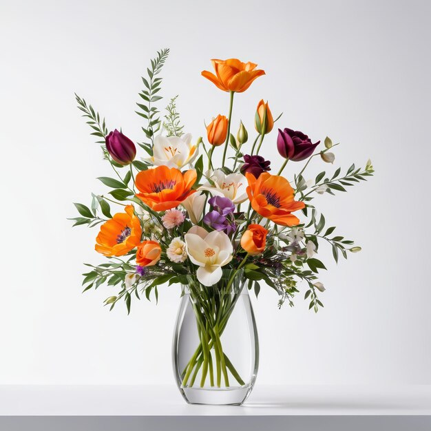 Vase Filled With Various Colored Flowers