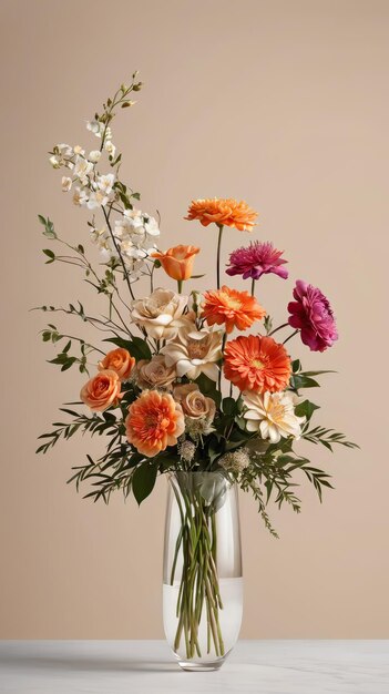 Vase Filled With Various Colored Flowers