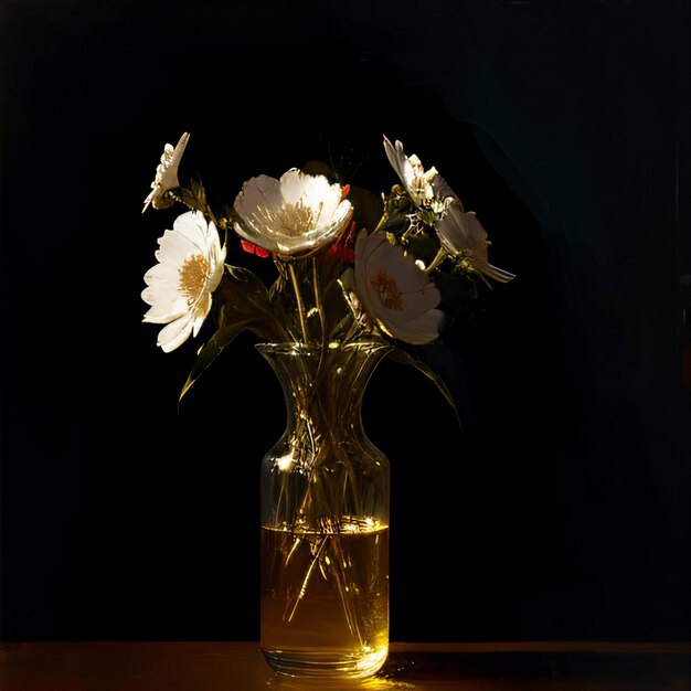 a vase filled with white flowers on a table