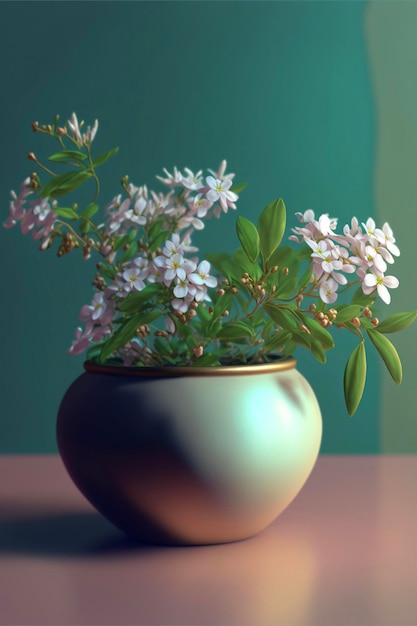 Vase filled with white flowers on top of a table generative ai