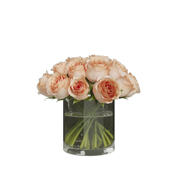 ваза цветочная композиция с розой на белом фоне