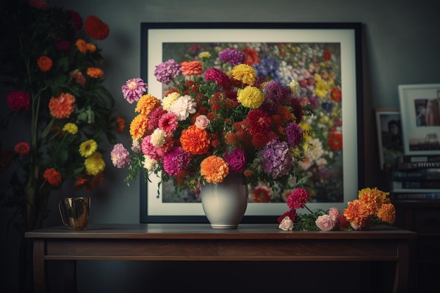 A vase of flowers is filled with colorful flowers.