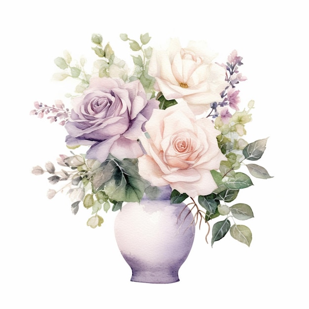A vase of flowers is filled with flowers and greenery.