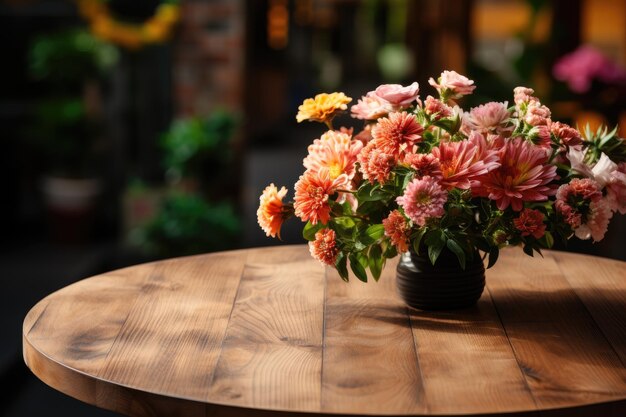 Photo a vase of flowers is placed on the table professional photography