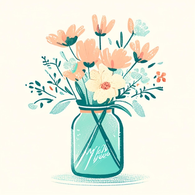 Vase and flowers pastel flower