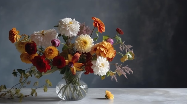 A vase of flowers with a flower on it