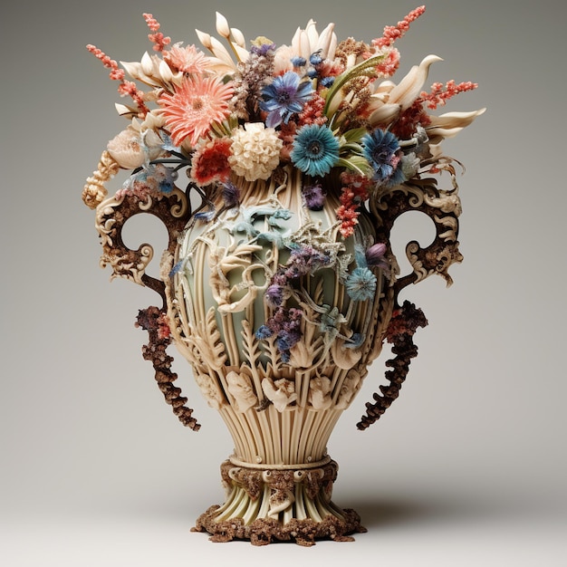 Foto vaso fatto di fiori
